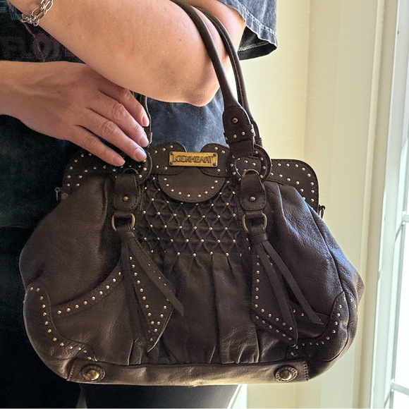 Lockheart Brown Studded Satchel Shoulder
Bag - Picture 2 of 12